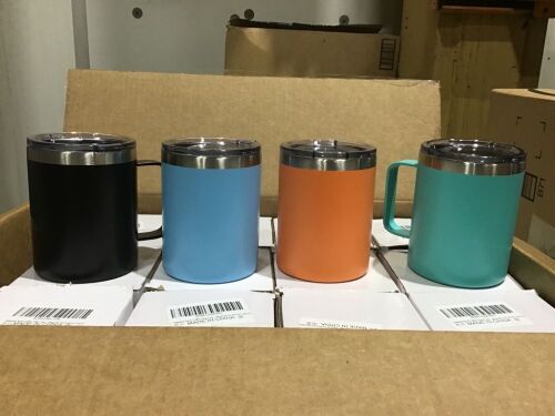 Case of (12) Stainless Steel Coffee Mugs, Assorted Colors - Lot 387