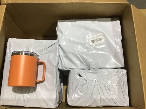 Case of (20) Stainless Steel Coffe Mugs with Lid, Orange  - Lot 389