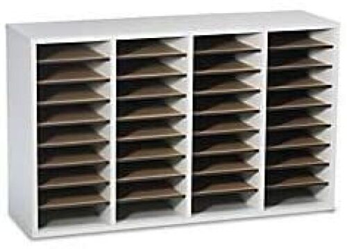 Safco Products Wood Adjustable Literature Organizer, 36 Compartment, Removable Shelves, Stackable - Lot 519