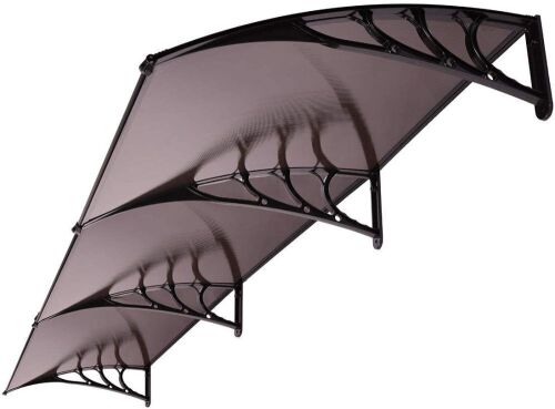 VIVOHOME Polycarbonate Window Door Awning Canopy, Brown with Black Bracket, 40 Inch x 120 Inch - Lot 522