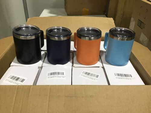 Case of (12) Stainless Steel Coffee Mugs, Assorted Colors - Lot 589