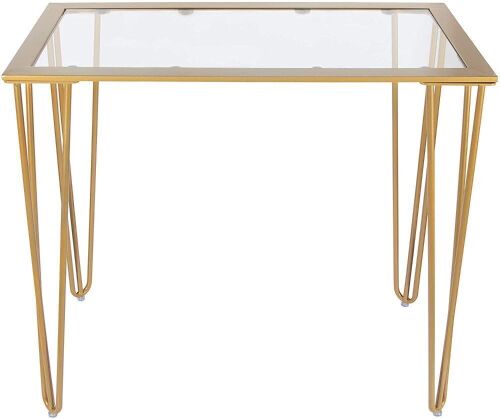 CANDIKO Gold Metal & Glass Top Desk, 31.5" x 15.7" x 29" - Lot 627