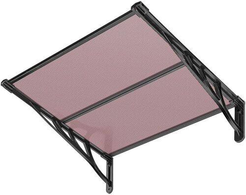 VIVOHOME Polycarbonate Spliced Window Door Awning Canopy Brown with Black Bracket 36 Inch x 40 Inch - Missing Hardware - Lot 637