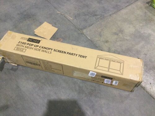 VIVOHOME 210D Pop Up Canopy Screen Party Tent with Mesh Side Walls, Beige, 8 x 8 Feet - Lot 649