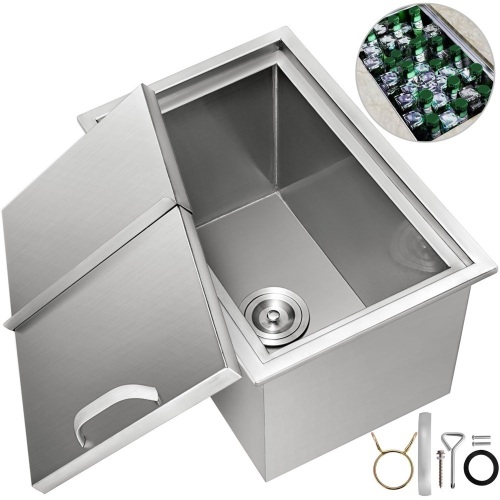 VEVOR 18x12 Stainless Steel Drop In Ice Chest/Cooler Bin W/Drain Valve - Lot 656