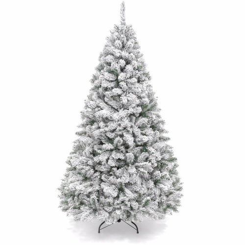 7.5' Premium Snow Flocked Artificial Pine Christmas Tree w/ Foldable Metal Base  - Lot 778