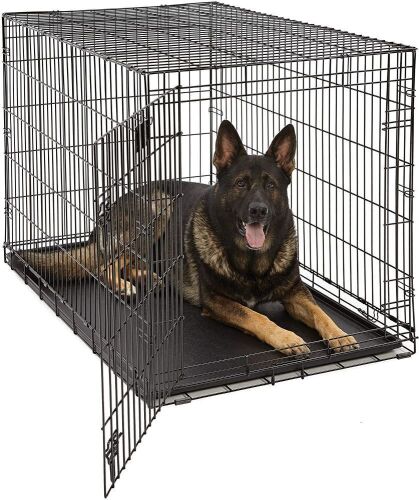 MidWest Homes Single & Double Door Life Stages Dog Crate, Includes Tray, Ground Protection Roller Feet & Divider Panel - Lot 805