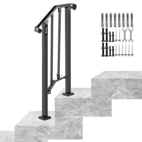 VEVOR Wrought Iron Handrail Picket #1 Fits 1 or 2 Steps, Matte Black  - Lot 901