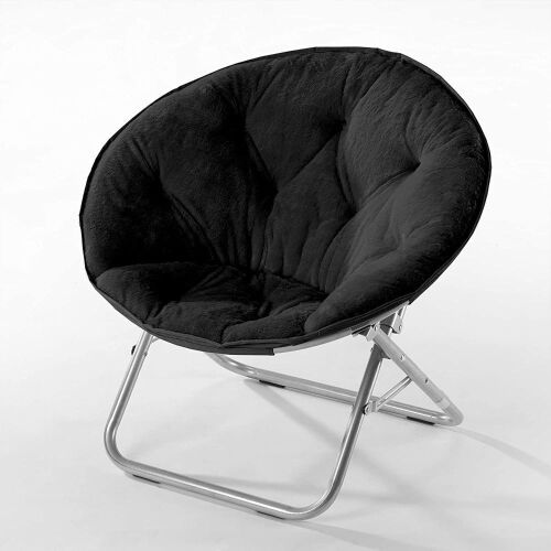 Faux Fur Saucer Chair with Folding Metal Frame  - Lot 907