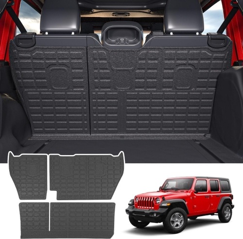 powoq Backrest Mat Compatible with 2018-2024 Jeep Wrangler JL Unlimited 4 Door Back Seat Protector TPE Cargo Mat Replacement for 18-24 Jeep Wrangler JL 4X4 Accessories(Fit 18-24 JL 4X4, Backrest Mat) - Lot 29