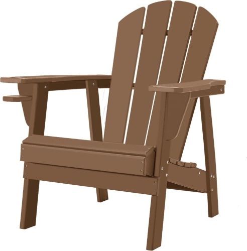 Adirondack Chairs, HDPE All-Weather Adirondack Chair, Fire Pit Chairs (1, Teak) - Lot 4720