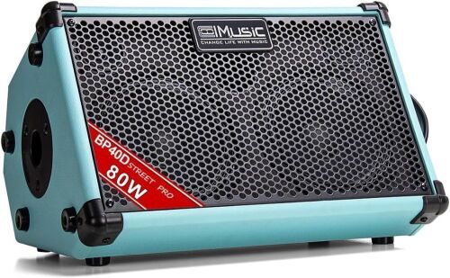 Coolmusic Powered Acoustic Guitar Amplifier, Portable Bluetooth Speaker 80W w/Battery with Reverb Chorus Delay Effect, 6 Inputs,3 Band EQ, Blue  - Lot 94