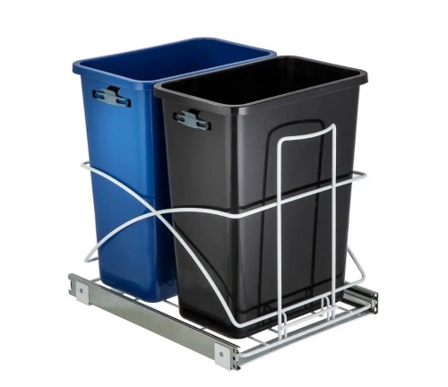 Home Zone Living 15.3 Gal. Dual Compartment Pull Out Kitchen Trash Can with In-Cabinet Design - Lot 332