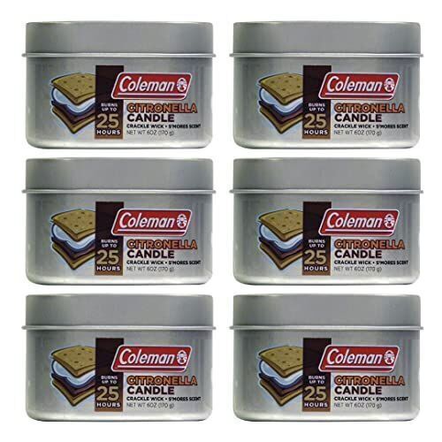 Lot of (3) Coleman Outdoor Smores Scented Citronella Candle w/ Crackle Wick, 6 Pack  - Lot 344