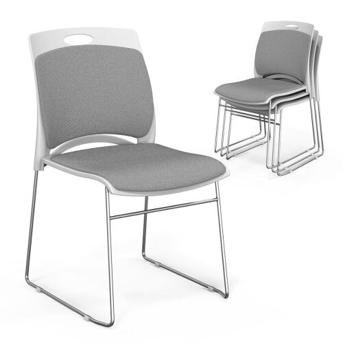 Office Stackable Chairs Set with Metal Sled Base, 4 Pack - Lot 354