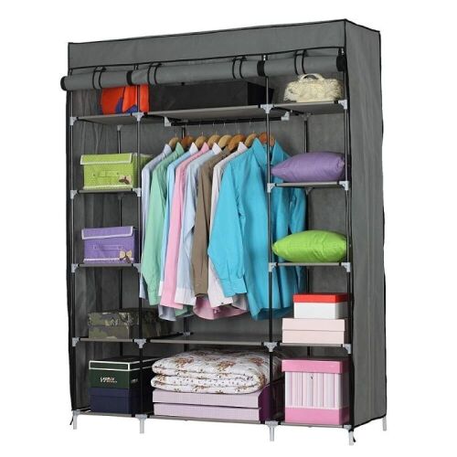 67'' Portable Closet Wardrobe Storage Organizer with Shelf, Gray - Lot 427