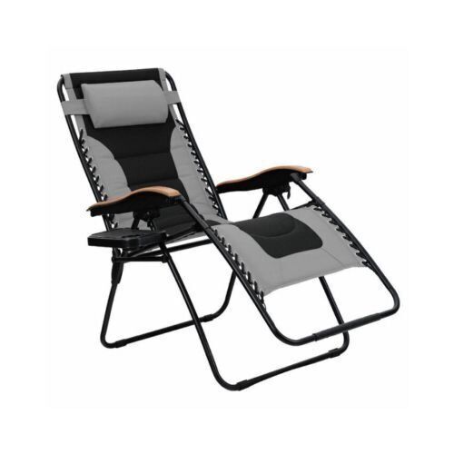  Phi Villa Oversized Zero Gravity Padded Chair, Cup Holder, Wood Armrests - Lot 300