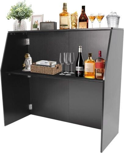Folding Laminate Bar Cabinet with Top and Middle Storage Shelf, 19.5"x 47.8" x 43" - Lot 111