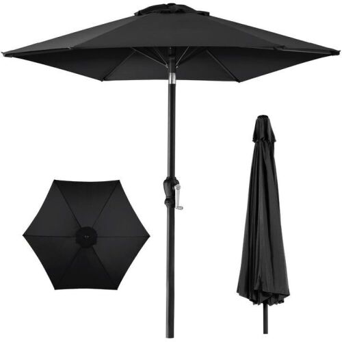 Outdoor Steel Market Patio Umbrella Decoration w/ Tilt, Crank Lift - 10ft - Lot 557