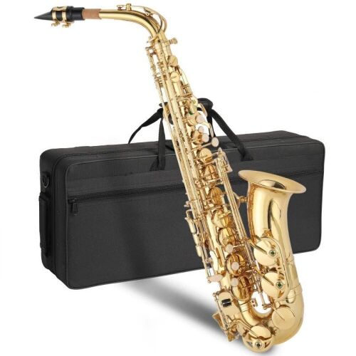  Ktaxon Professional Alto Drop E Saxophone with Case, Gold  - Lot 95