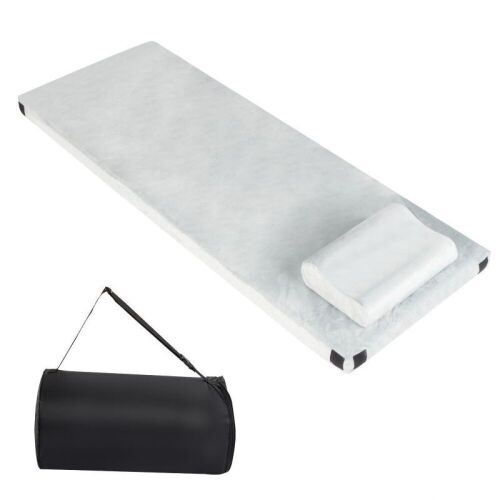  3" Memory Foam Camping Mattress with Built-In Pillow, Gray  - Lot 406