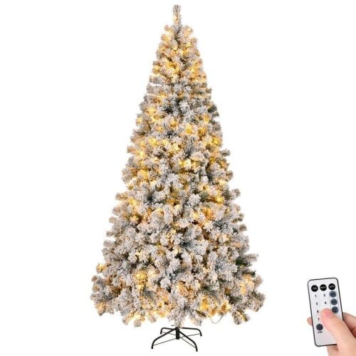  8ft Pre-Lit Flocked Christmas Tree - Lot 511