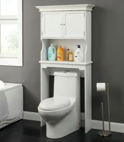 Home Decorators Collection Hampton Harbor 24.25 in. W x 66.5 in. H x 10.5 in. D White Over-the-Toilet Storage - Lot 69