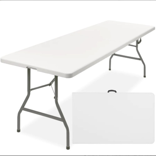 Portable Folding Plastic Dining Table w/ Handle, Lock - 8ft - Lot 733