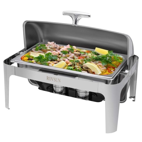 ROVSUN 9 QT Roll Top Rectangle Chafing Dish Buffet Set with Full Size Pan  - Lot 502
