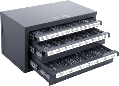 VEVOR Three-Drawer Drill Bit Organizer Cabinet for 1/16" to 1/2" - Lot 618
