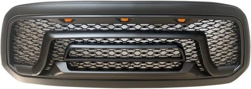 IKON MOTORSPORTS, Grille Compatible With 2013-2018 Dodge Ram 1500, 2019-2024 Ram 1500 Classic Rebel Style Front Bumper Hood Mesh Grill Matte Black (NO "RAM" LETTER) - Lot 4646