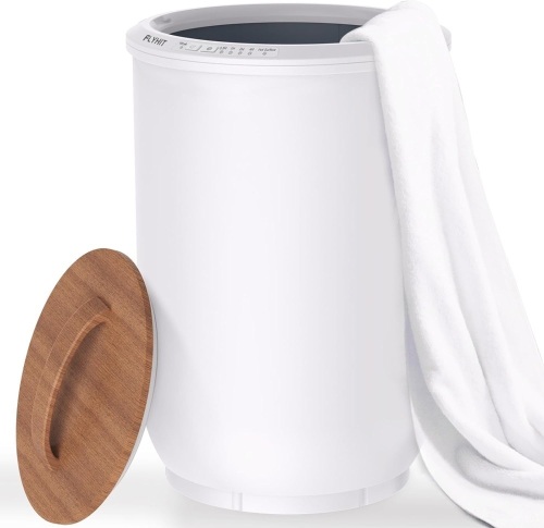 Luxury Towel Warmers for Bathroom - Wooden Lid, Large Towel Warmer Bucket, Auto Shut Off, Fits Up to Two 40"X70" Oversized Towels, Best Ideals - Lot 4675