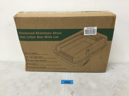 Enclosed Stainless Steel Cat Litter Box With Lid - Lot 4905