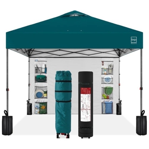 One-Person Setup Instant Pop Up Canopy w/ Side Wall, Carrying Case - 10x10ft - Lot 5030