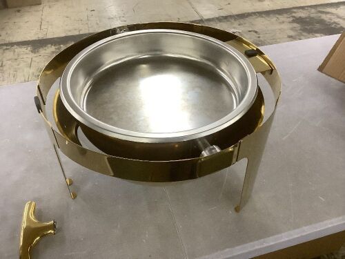 ROVSUN 6 QT Gold Roll Top Round Chafing Dish with Glass Window - Lot 153