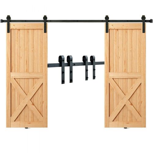 VEVOR 8FT Sliding Barn Door Hardware Kit, 330LBS Heavy Duty, Fit 3.7-4.3FT Total Wide and 1.3"-1.8" Thick 2 Door Panel - Lot 164