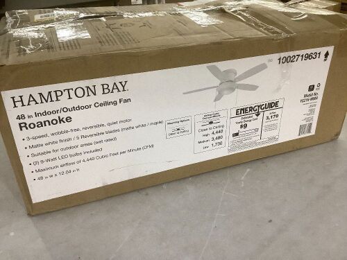 Hampton Bay Roanoke 48 in. Indoor/Outdoor Wet Rated White Ceiling Fan - Lot 253