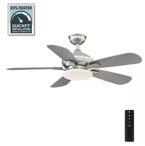 Home Decorators Collection Benson 44 in. LED Brushed Nickel Ceiling Fan with Light and Remote Control - Lot 262