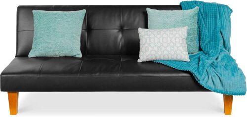 Faux Leather Convertible Futon  - Lot 263
