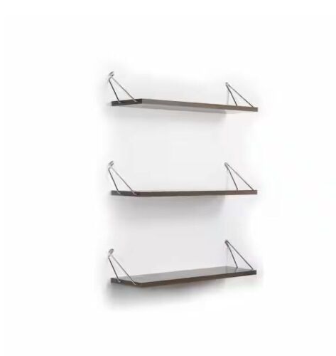 3-Tier Wall Mount Wood Floating Shelf in Silver, 24 in. W 5 in. H x 7 in. D  - Lot 372