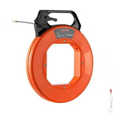 VEVOR 125 ft. 3/16 in. PET Wire Fishing Tool with Handle for Wall Electrical Conduit, Non-Conductive - Lot 569