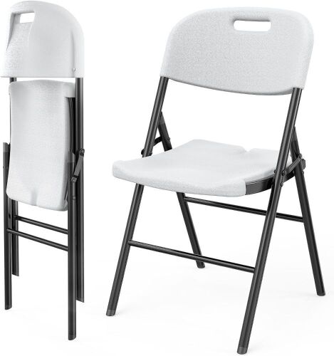 VINGLI Portable HDPE Folding Chairs with Steel Frame, Set of 2  - Lot 599