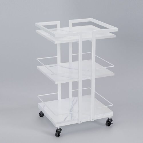 OmySalon Rolling Esthetician Trolley Cart w/Wheels & 3 Wood Shelves - Lot 683