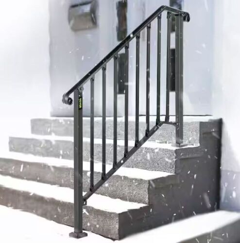 Outdoor Stair Railing Wrought Iron Handrail for 3 or 4 Steps - Lot 686