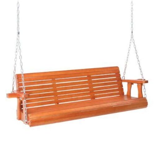 VINGLI 5FT Wooden Patio Porch Swing with Cup Holder Heavy Duty 880lbs - Lot 691
