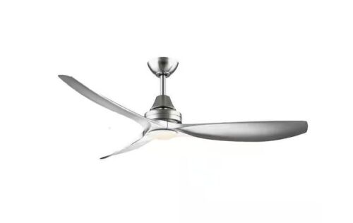 Home Decorators Collection Levanto 52 in. Integrated LED Indoor/Outdoor Brushed Nickel Ceiling Fan with Light Kit - Lot 784