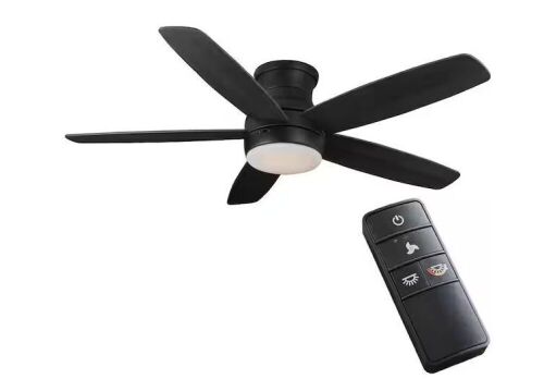 Home Decorators Collection Ashby Park 52 in. White Color Changing Integrated LED Matte Black Indoor Ceiling Fan with Light Kit and Remote Control - Lot 786
