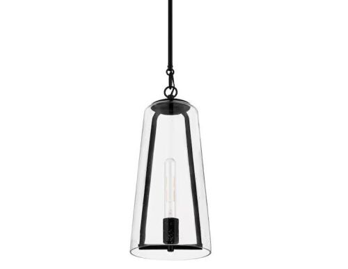Home Decorators Collection Desmond 60-Watt 1-Light Black Pendant with Smoke Seedy Glass Shade - Lot 795