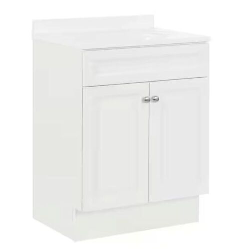 Glacier Bay 24 in. Single Sink White Bath Vanity with White Cultured Marble Top - Lot 121