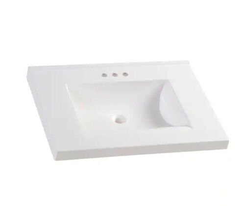 Glacier Bay 31 in. W x 22 in. D Cultured Marble White Rectangular Single Sink Vanity Top in White - Lot 182